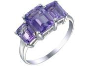 Sterling Silver Amethyst 3 Stone Ring 3 CT In Size 5
