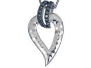 Sterling Silver Blue Diamond Pendant 1 4 CT With 18 Inch Chain