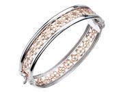 Rose Gold And Sterling Sterling Silver Diamond Bangle 1 4 CT Flower Style