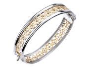 Yellow Gold Plated Sterling Silver Diamond Bangle 1 4 CT Flower Style