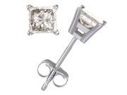 0.90 CT Princess Cut Diamond Stud Earrings 14k White Gold