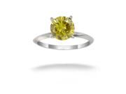 1 CT Yellow Diamond Solitaire Ring 14K White Gold In Size 7
