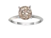 14K White Gold Champagne Diamond Solitaire Ring 1 CT In Size 8
