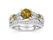 14K White Gold Yellow Diamond Engagement Ring 1.60 CT In Size 7