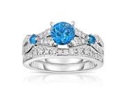 14K White Gold Blue Diamond Engagement Ring 1.60 CT In Size 7