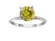 1 CT Yellow Diamond Solitaire Ring 14K White Gold In Size 6