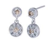 1 2 CT Champagne Diamond Earrings in Sterling Silver