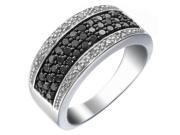 3 4 CT Black and White Diamond Ring in Sterling Silver Size 5