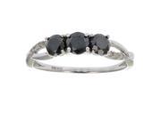 Sterling Silver 3 Stone Black and White Diamond Ring 1 CT In Size 7