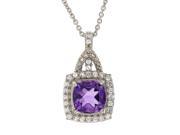 Sterling Silver Created Purple Amethyst Pendant 1.50 CT