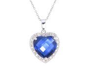 Created Blue Sapphire Heart Pendant 5.50 CT