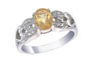 Sterling Silver Citrine Diamond Ring 1.20 CT In Size 9