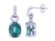 Sterling Silver Green Topaz Earrings CZ Accent 4.50 CT