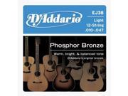 D Addario EJ38 12 String Phosphor Bronze Acoustic Guitar Strings Light 10 47