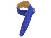 3 suede leather guitar strap tooled with a paisley pattern with suede backing.