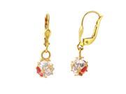 Ladies 14K Yellow Gold Earrings With Created Ruby