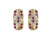 Ladies 1.08CTW Diamond And Ruby 14K Yellow Gold Earrings