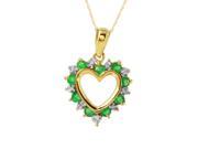 Ladies 0.37CTW Emerald And Diamond 14K Two tone Gold Necklace