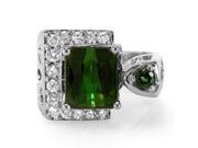 14K Green Tourmaline And Diamond Ring