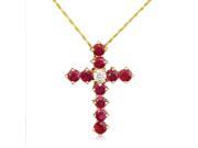 14K Ruby and Diamond Cross Necklace