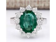 3.43 CTW Natural Emerald And Diamond Ring In 14k White Gold