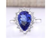 4.07 CTW Natural Blue Tanzanite And Diamond Ring 14k Solid White Gold