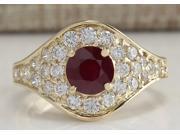 2.32Ct Natural Ruby And Diamond Ring In14K Yellow Gold