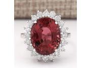 9.85 CTW Natural Pink Tourmaline And Diamond Ring 14k Solid White Gold