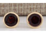 3.00 CTW Natural Red Garnet Earrings 14k Solid Yellow Gold
