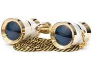 Barska AB11280 3x25 Blueline Opera Glasses with Gold Trim Necklace and Reading Light