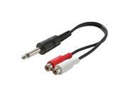 Steren 255 059 1 4 Inch Mono Plug to Two RCA Jack Y Audio Adapter 6 Inch