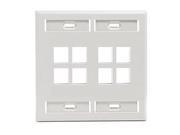 Leviton 42080 8WP 8 Port 2 Gang QuickPort Wall Plate White