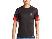 Salomon 2015 Men s Agile Short Sleeve Running Tee Shirt Black Matador X Dark Cloud XL