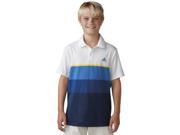 Adidas Golf 2016 Boys ClimaCool Engineered Stripe Short Sleeve Golf Shirt White Yellow M