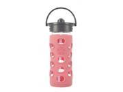 Lifefactory 12oz Glass Water Bottle with Straw Cap Coral