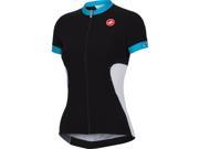 Castelli 2015 Women s Gustosa Full Zip Short Sleeve Cycling Jersey A14055 black atoll blue white L