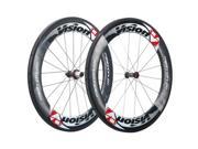 FSA Vision Metron 81 Carbon Tubular Bicycle Wheel Set Red Decal 18 21H 700c Shimano 11spd