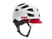 Bern 2015 Men s Allston Summer Bike Helmet Satin White w Red Flip Visor S M