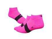 DeFeet AirEator 1inch Speede Team Defeet Cycling Running Socks AIR1TD Hi Vis Pink Black Stripe L