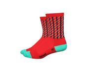 DeFeet AirEator 4in Net High Rouleur Collection Cycling Running Socks Net Red Celeste L
