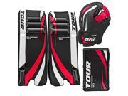 Tour Hockey Youth Invader 150 Hockey Goalie Pad Pack G105YP Black White Red 23 Inches