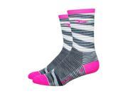 DeFeet AirEator HiTop 5in D Logo Urban Stripe Cycling Running Socks AIRTURPS Urban Space Dyed w Hi Vis Pink Stripe