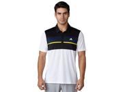 Adidas Golf 2017 Men s ClimaCool Engineered Block Short Sleeve Polo Shirt White Black Dark Blue Vivid Yellow 2XL