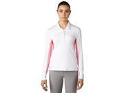 Adidas Golf 2017 Women s Essentials 3 Stripes Long Sleeve Polo Shirt White Easy Pink XS