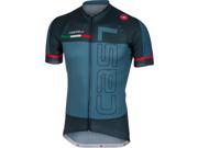 Castelli 2017 Men s Spunto Full Zip Short Sleeve Cycling Jersey A17021 saturn blue midnight navy M