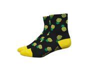 DeFeet Women s AirEator 3in Pineapple Black Yellow Green Cycling Running Socks Pineapple Black Yellow Green L