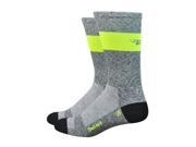 DeFeet AirEator 6in SL Cycling Running Socks AIRTS Gray Heather Hi Vis Yellow M
