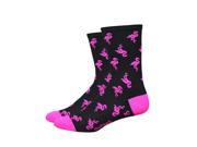 DeFeet Aireator 5inch Flock Off Cycling Running Socks Flock Off Black Flamingo Pink S