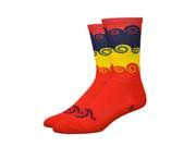 DeFeet AirEator 6in Amongst The Waves Red Handlebar Mustache Cycling Running Socks Amongst The Waves Red L