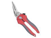 Snip, 8 In L, Bent, Serrated, Blunt, Grey/Red Snip, 8 In L, Bent, Serrated, Blunt, Grey/Red